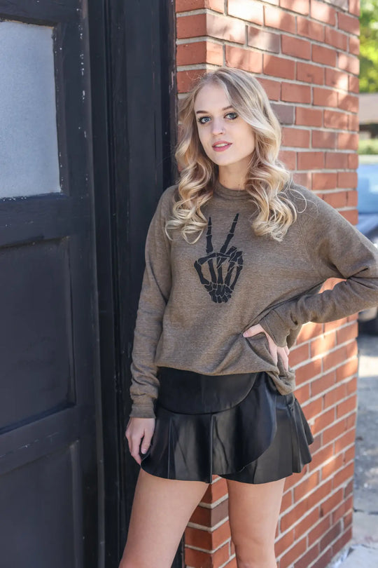 Peace Out Brown Crewneck - Tops