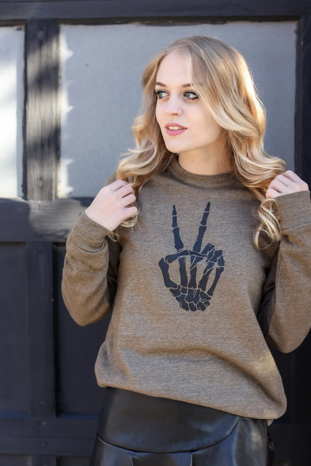 Peace Out Brown Crewneck - Tops