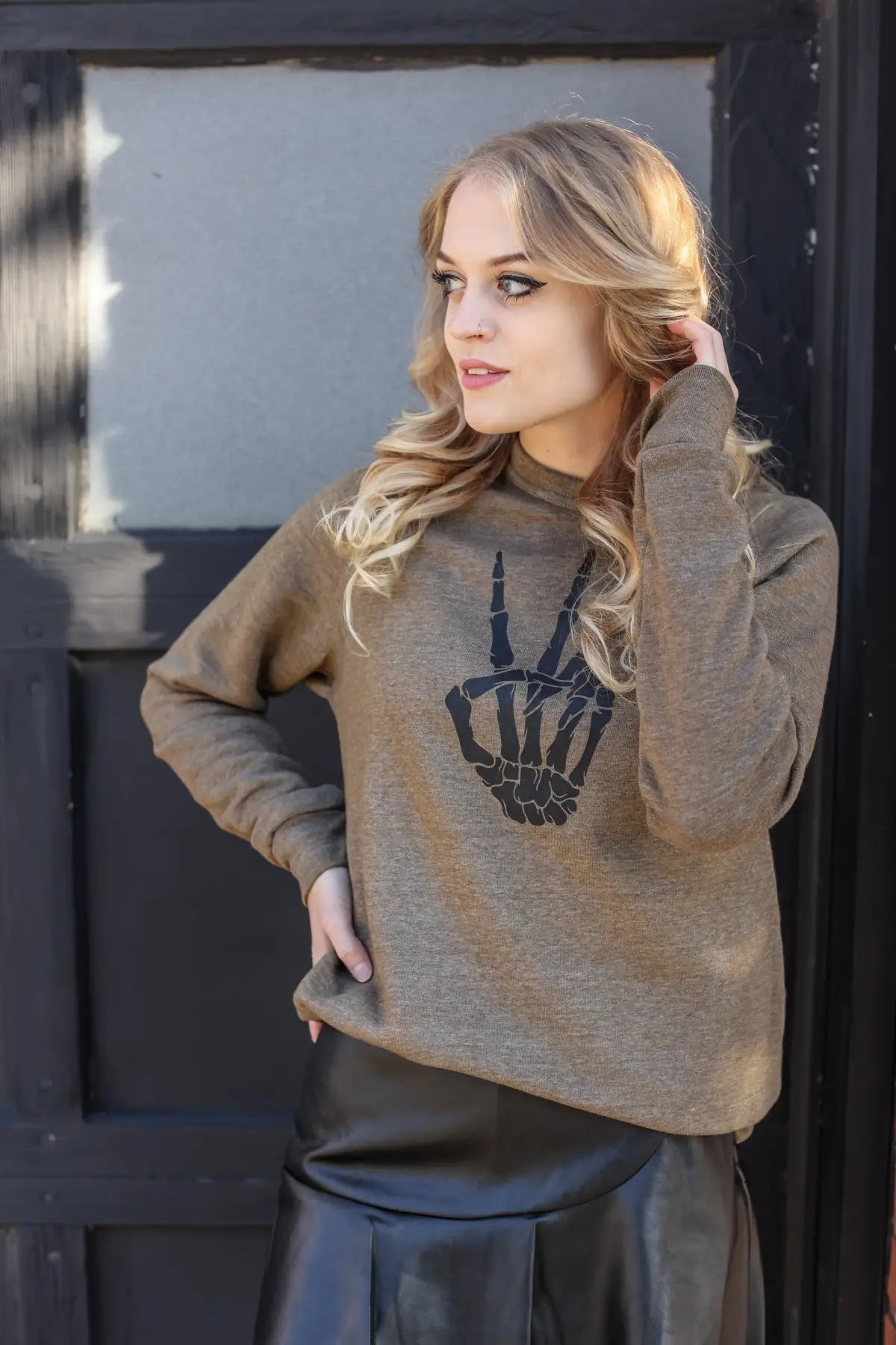 Peace Out Brown Crewneck - Tops
