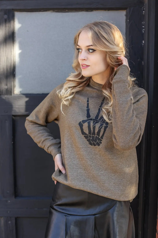 Peace Out Brown Crewneck - Tops