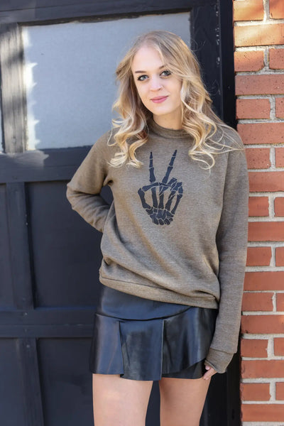 Peace Out Brown Crewneck - Tops