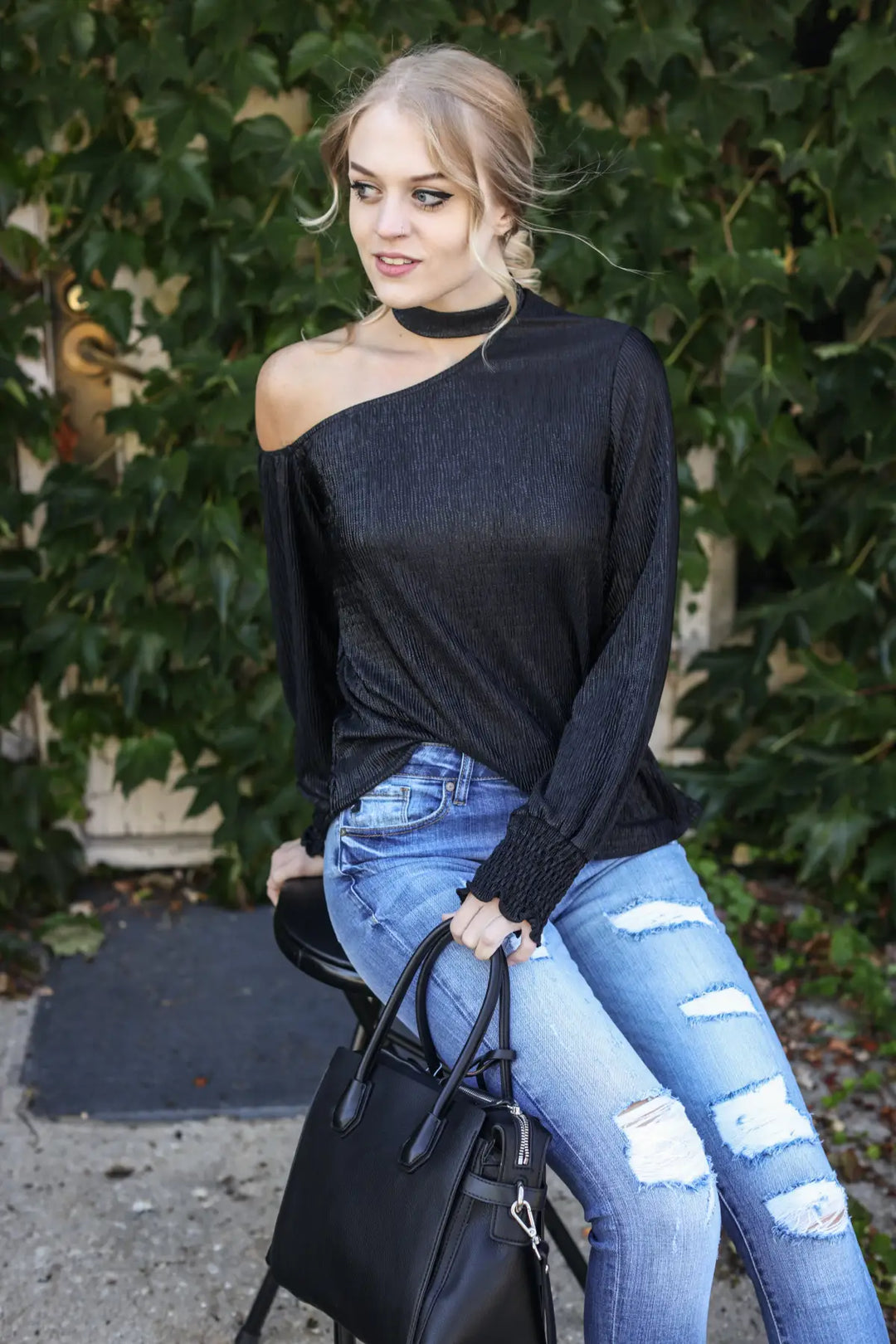 Party Girl Black Asymmetric Top - Tops