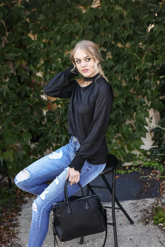 Party Girl Black Asymmetric Top - Tops