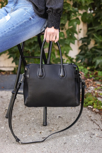 Claudia Luxury Vegan Black Satchel - handbags