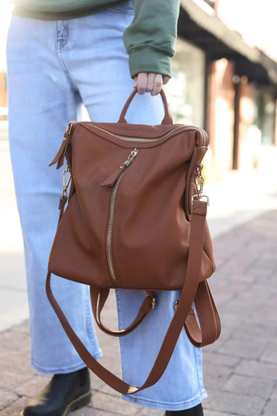 Kenzie Luxury Vegan Backpack with Strap - Bags & Belts