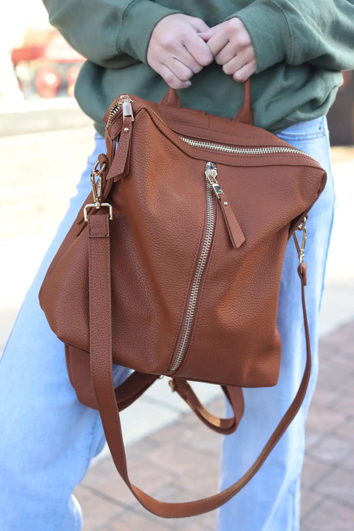 Kenzie Luxury Vegan Backpack with Strap - Bags & Belts