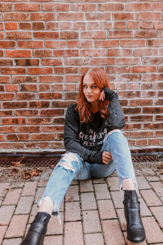 I’m Freaking Freezing Twisted Black Hoodie - Tops