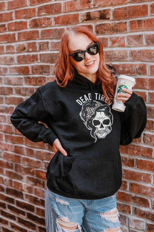 Dead Tired Black Hoodie - Tops