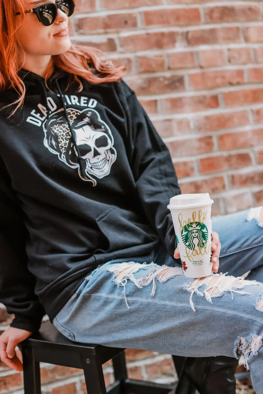 Dead Tired Black Hoodie - Tops