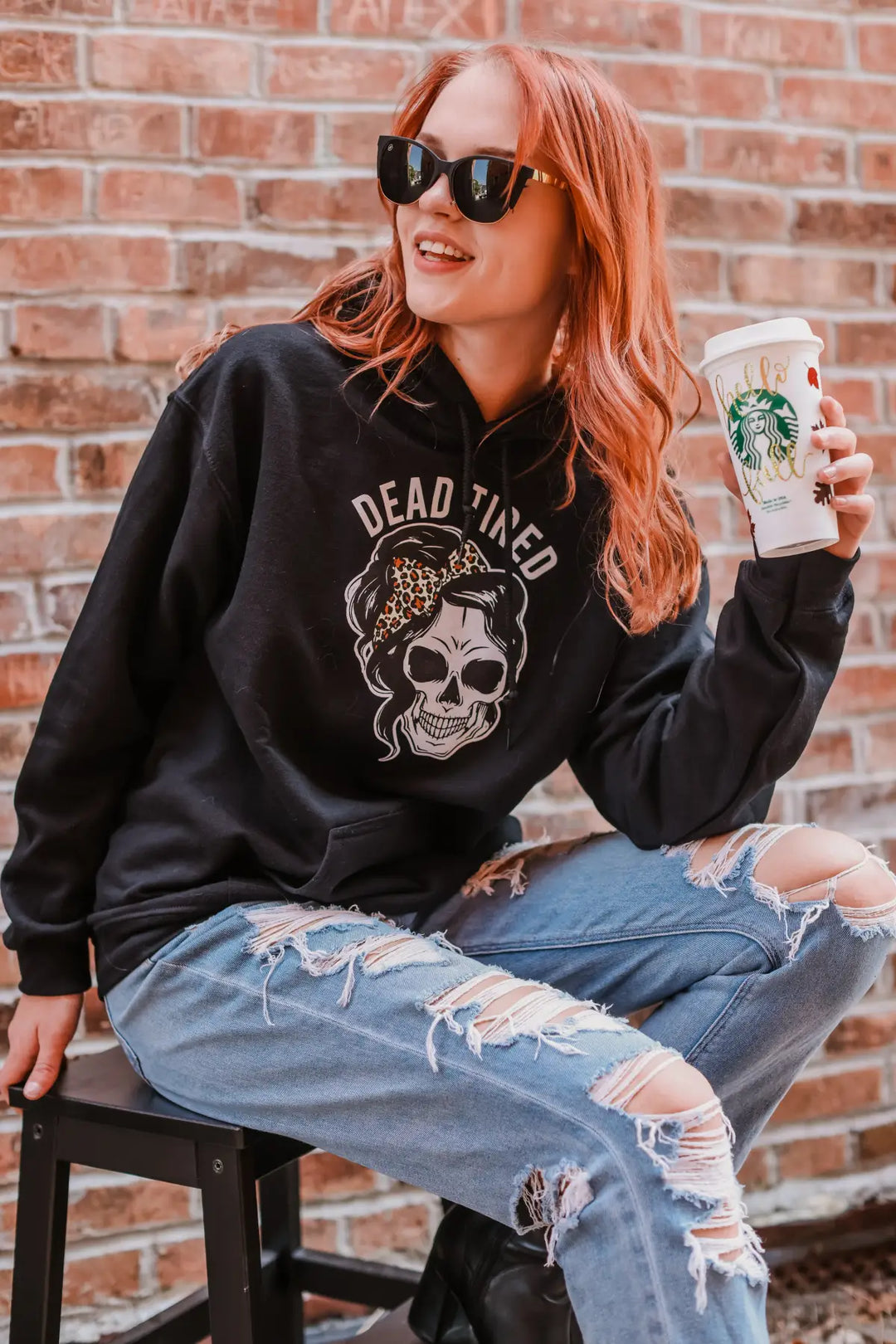 Dead Tired Black Hoodie - Tops