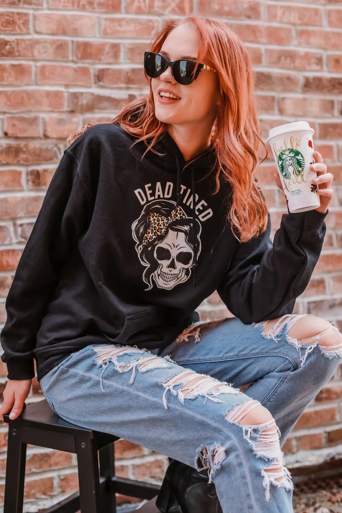 Dead Tired Black Hoodie - Tops