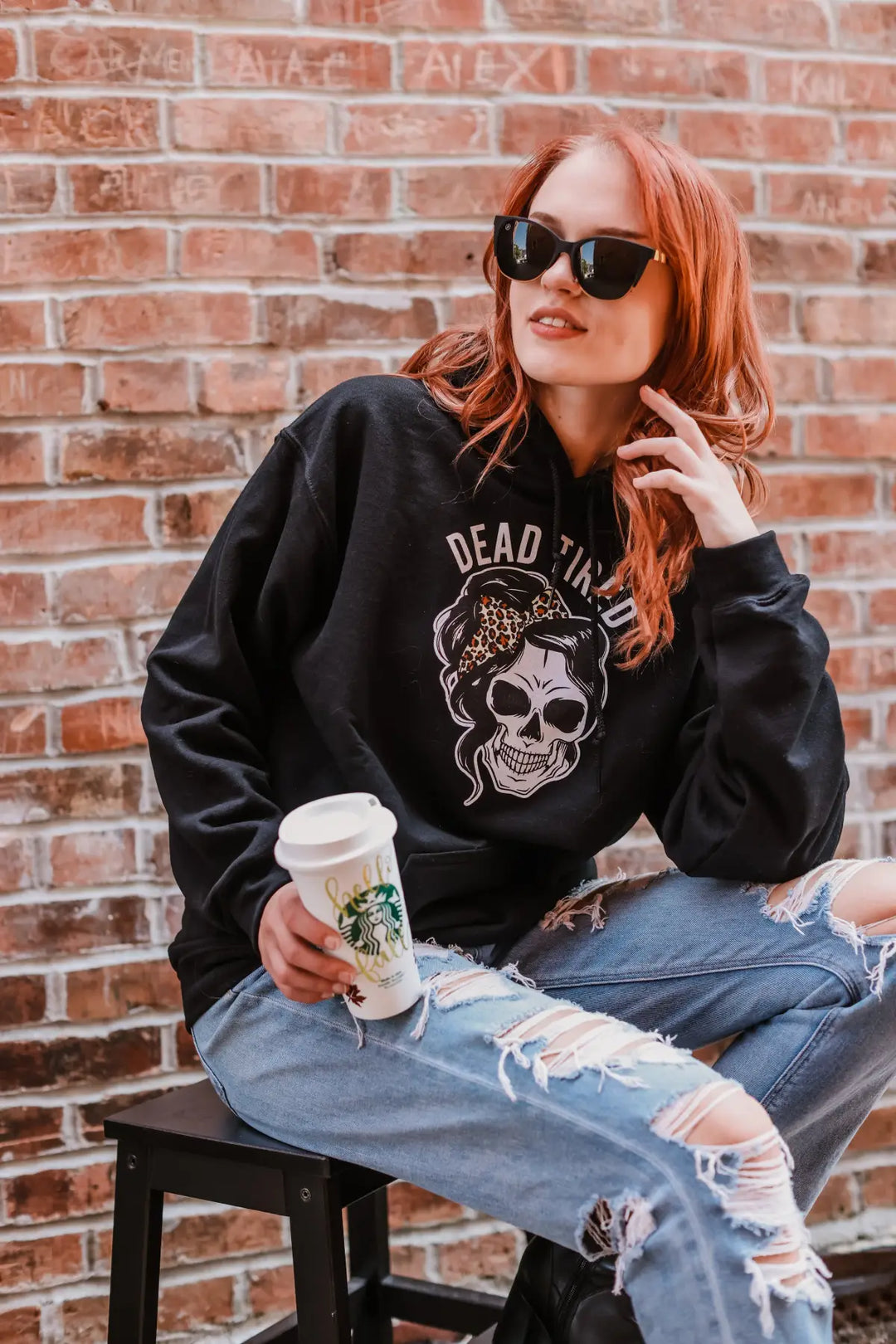 Dead Tired Black Hoodie - Tops