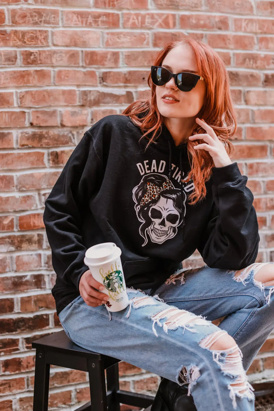 Dead Tired Black Hoodie - Tops