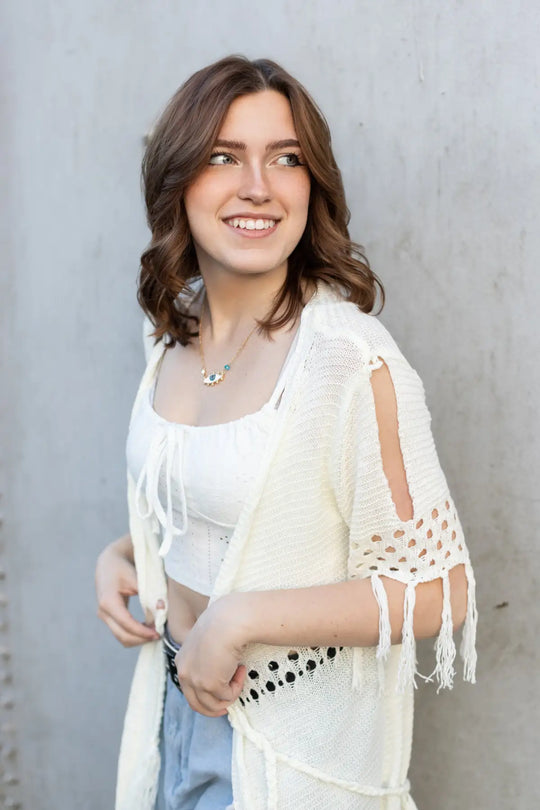 Camila Crochet Kimono - OUTERWEAR