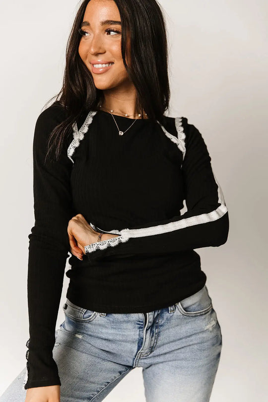 Laced In Love Long Sleeve - Black - Tops