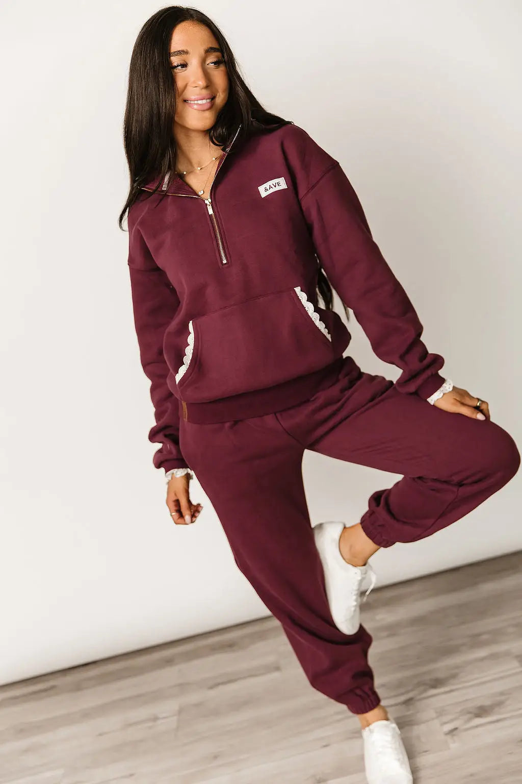 Comfort Zone HalfZip - Maroon Lace - Tops