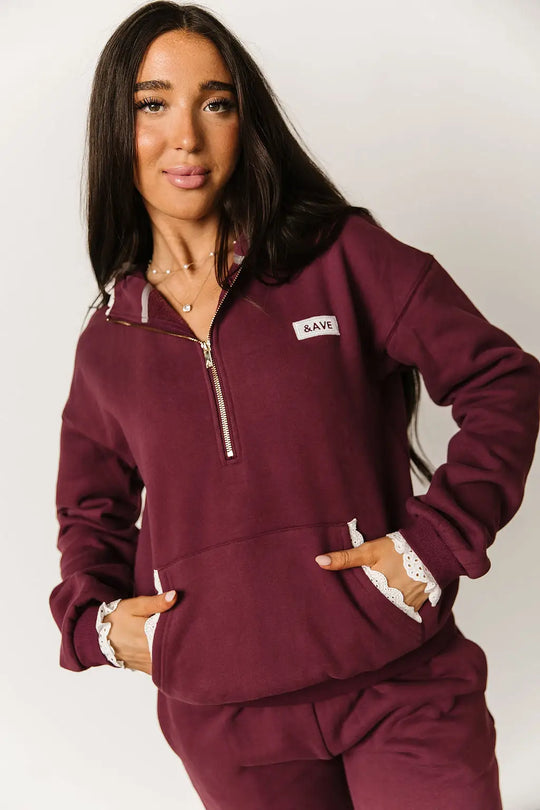 Comfort Zone HalfZip - Maroon Lace - Tops