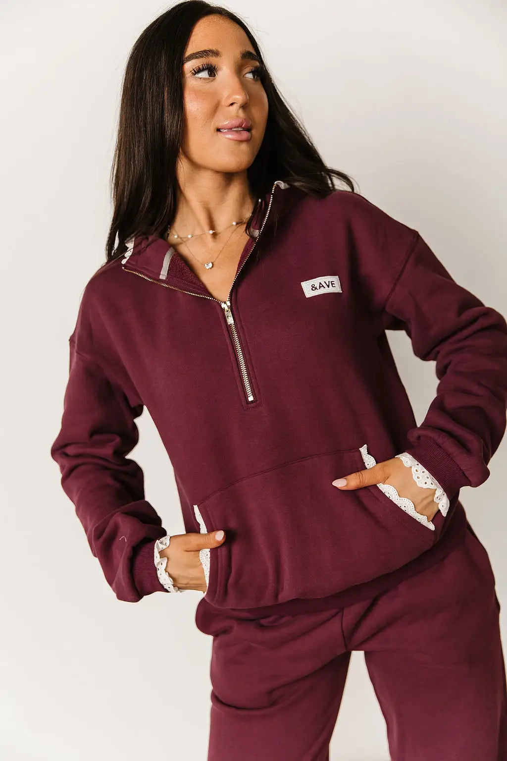 Comfort Zone HalfZip - Maroon Lace - Tops