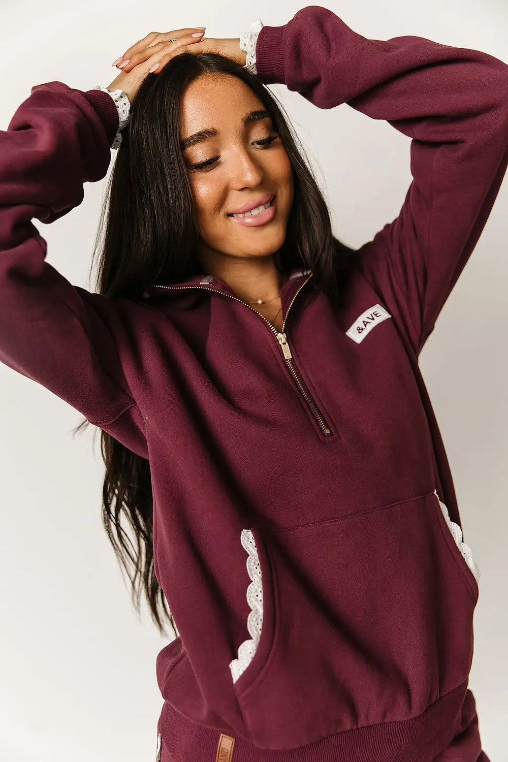 Comfort Zone HalfZip - Maroon Lace - Tops
