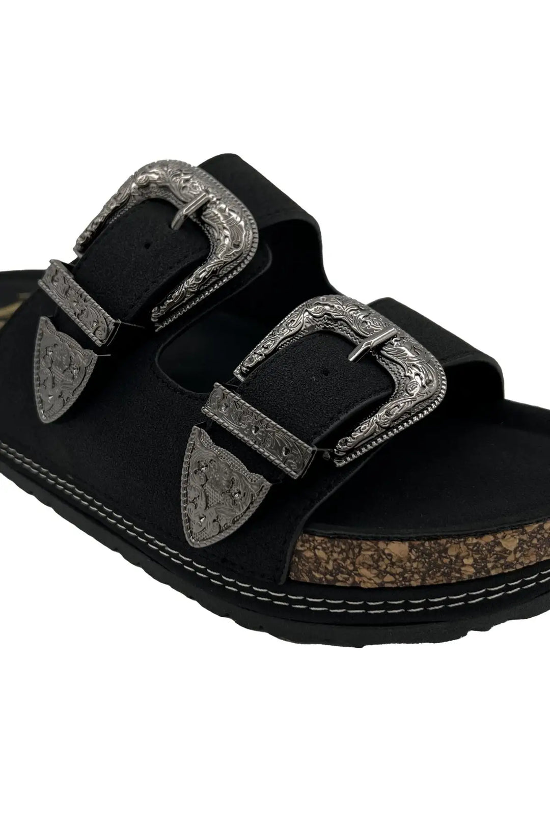 Mickie Western Slides in Black - 130 Sandals