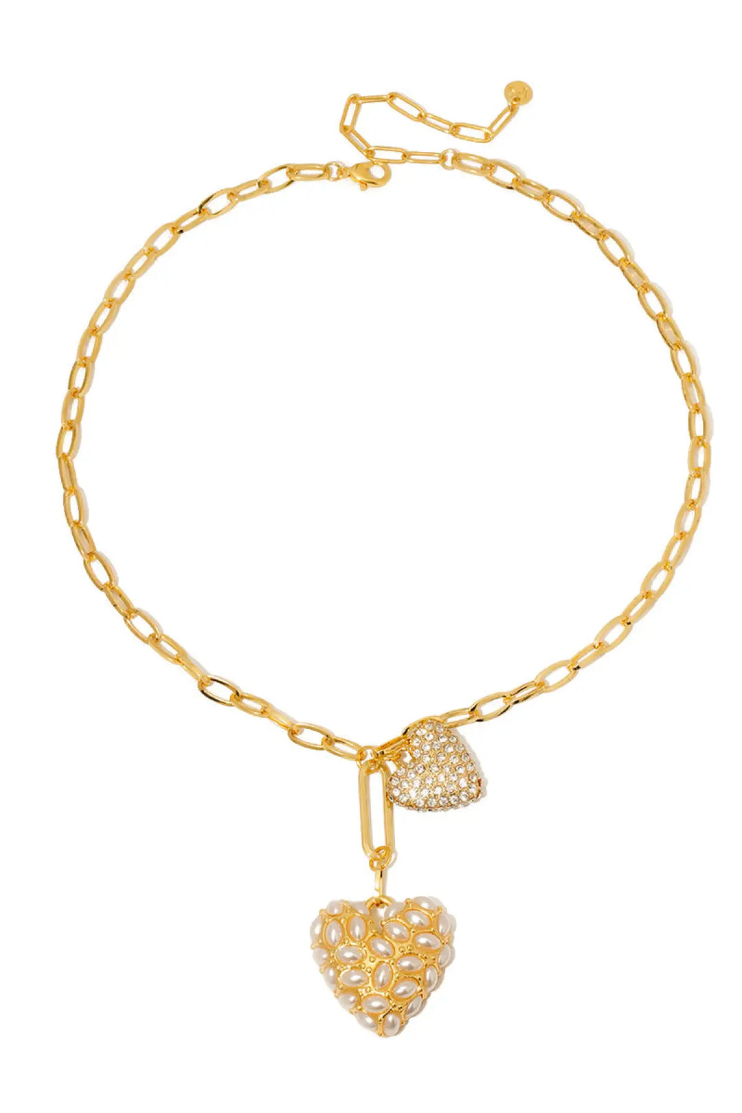 Double Take Pearl Heart Necklace - WATERPROOF - Necklace