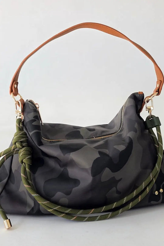 Nikki Nylon Slouchy Shoulder Bag - Camo - Shoulder Bag