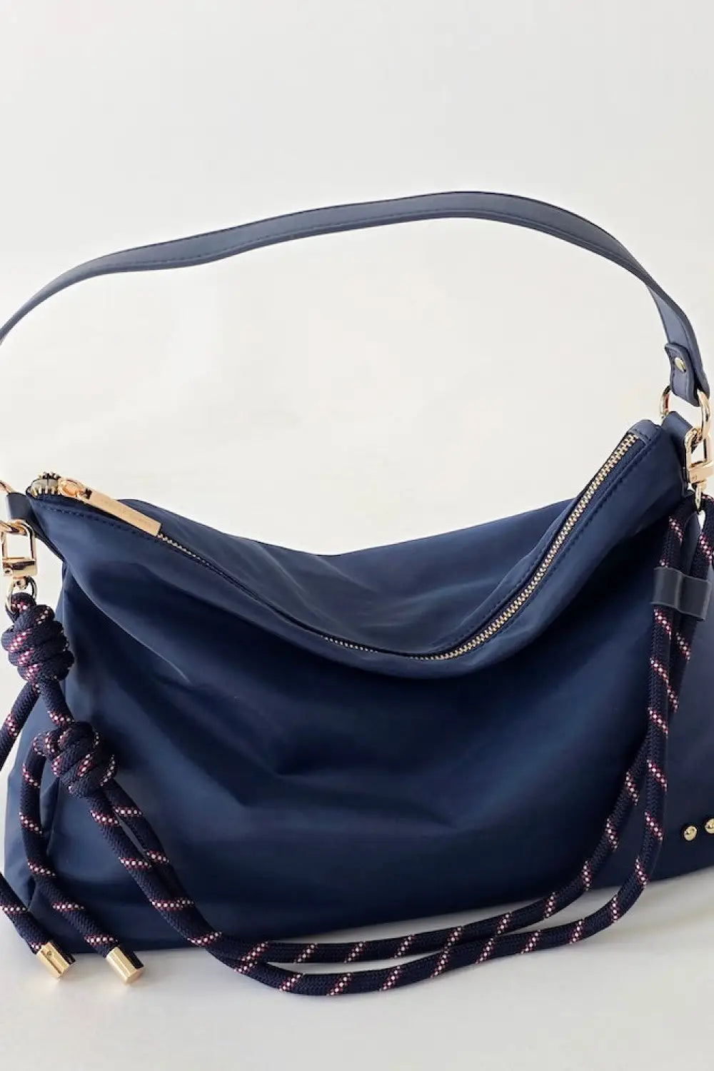 Nikki Nylon Slouchy Shoulder Bag - Navy - Shoulder Bag