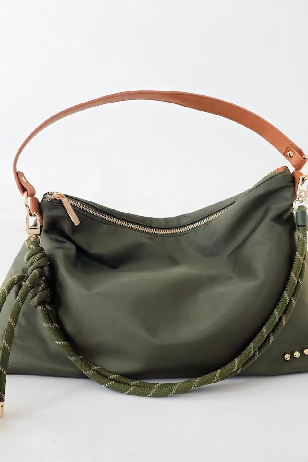 Nikki Nylon Slouchy Shoulder Bag - Olive - Shoulder Bag