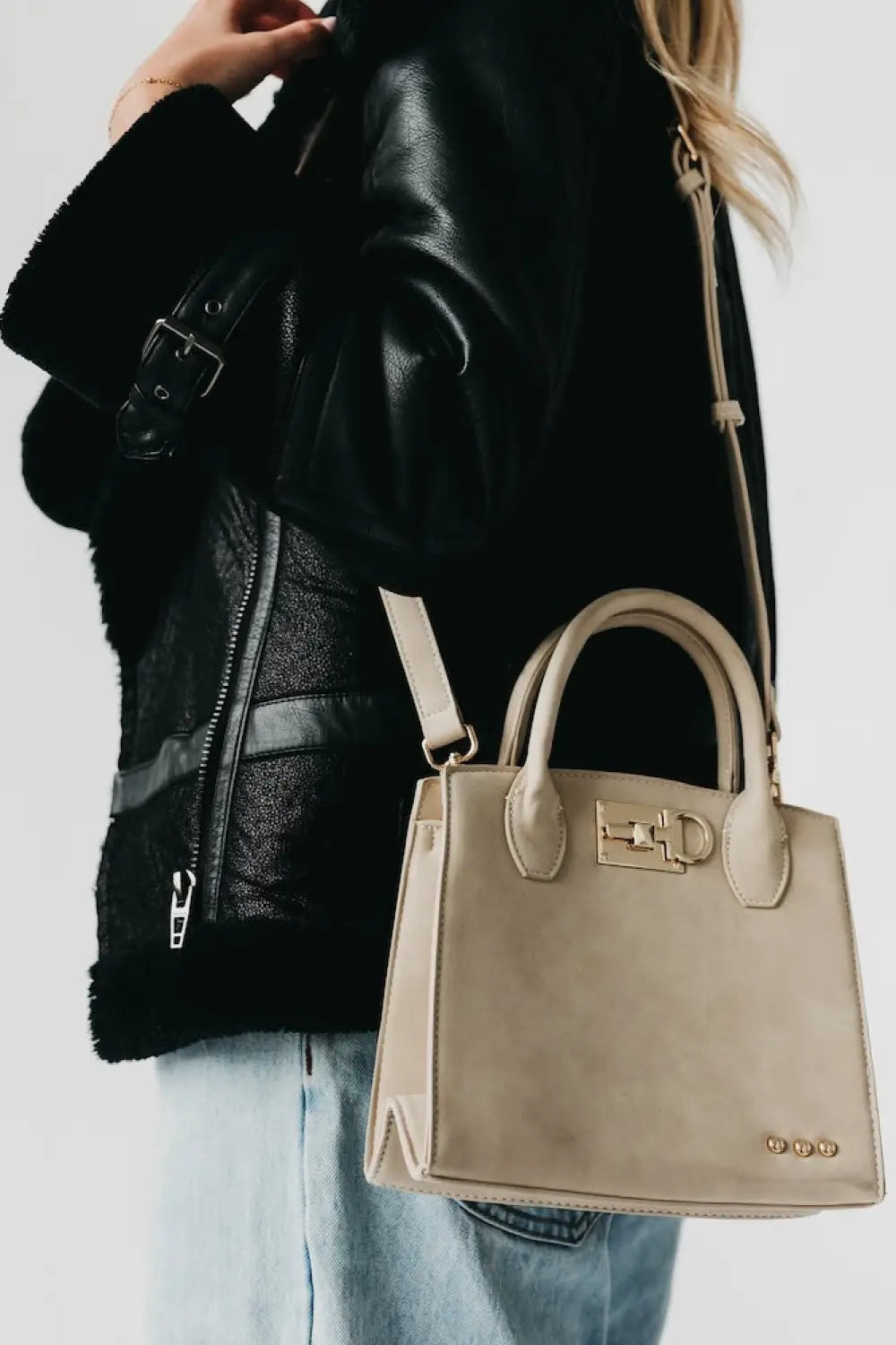 Nixie Nubuck Small Tote - Oat - Tote Bag