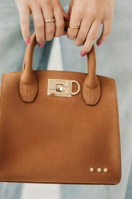Nixie Nubuck Small Tote - Camel - Tote Bag