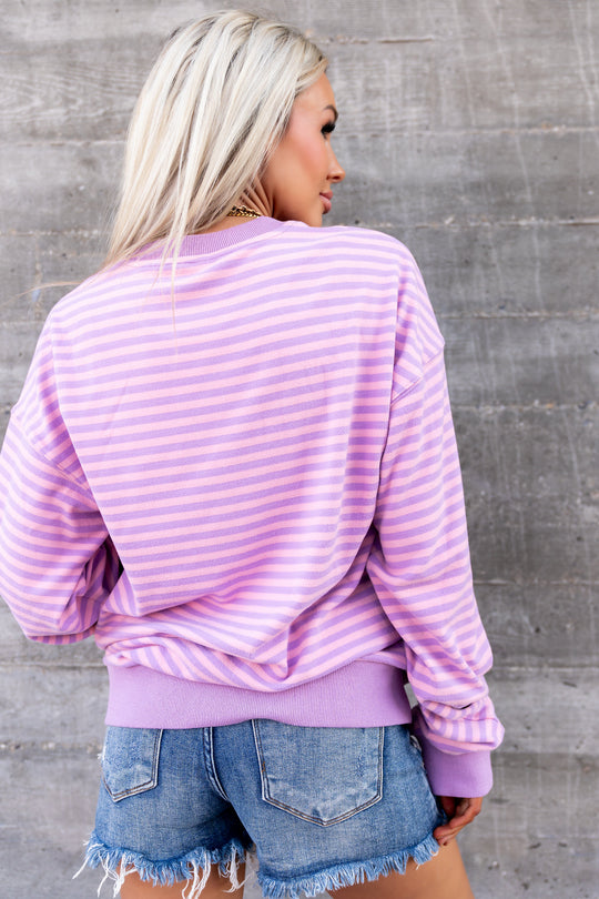 Performance Fleece University Pullover - Orchid Stripe