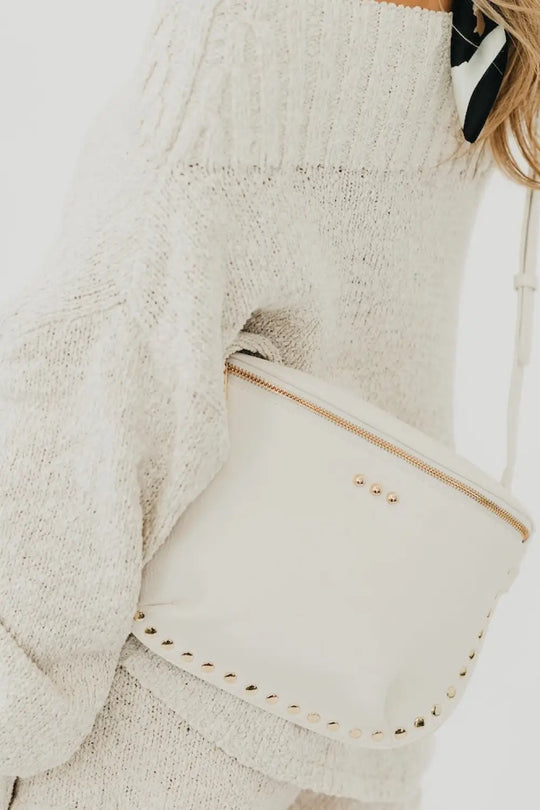 Pebbled Sabrina Studded Bum Bag - Cream - Bum Bag