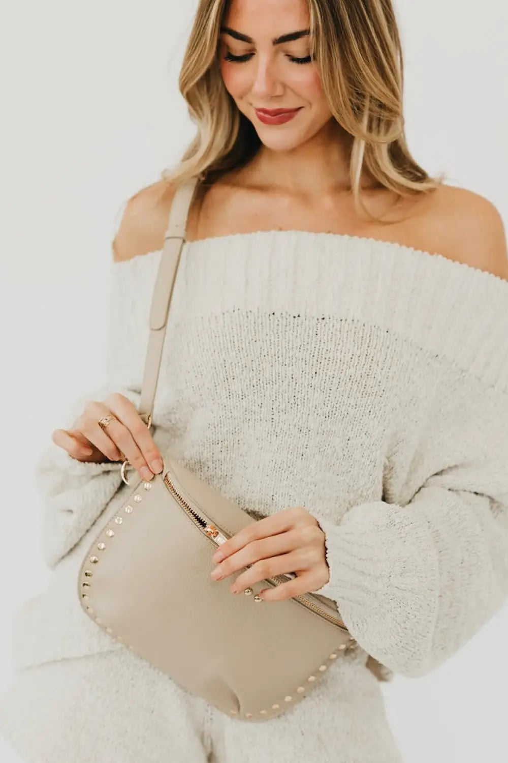 Pebbled Sabrina Studded Bum Bag - Bum Bag