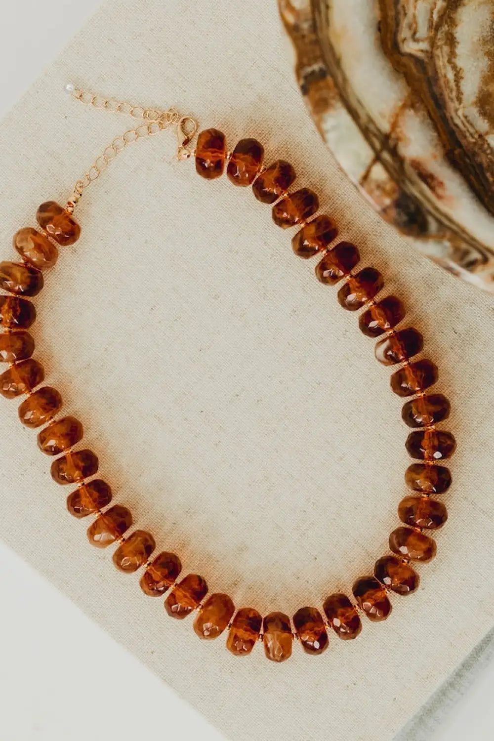 Pebbles Resin Beaded Necklace - Brown - Necklace