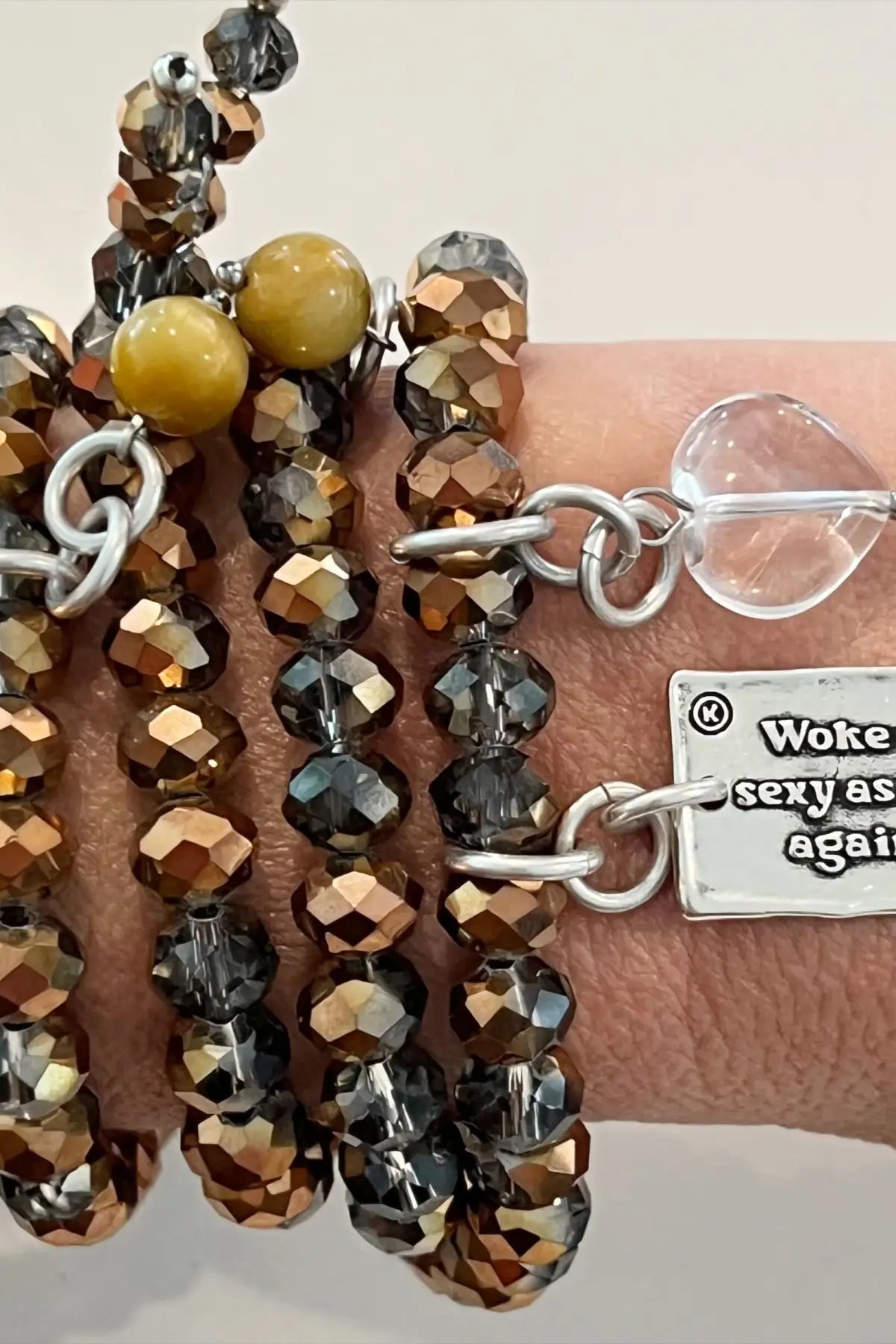 Woke Up Sexy As Hell Again Heart Crystal Boho Wrap Bracelet/Necklace - crystal boho
