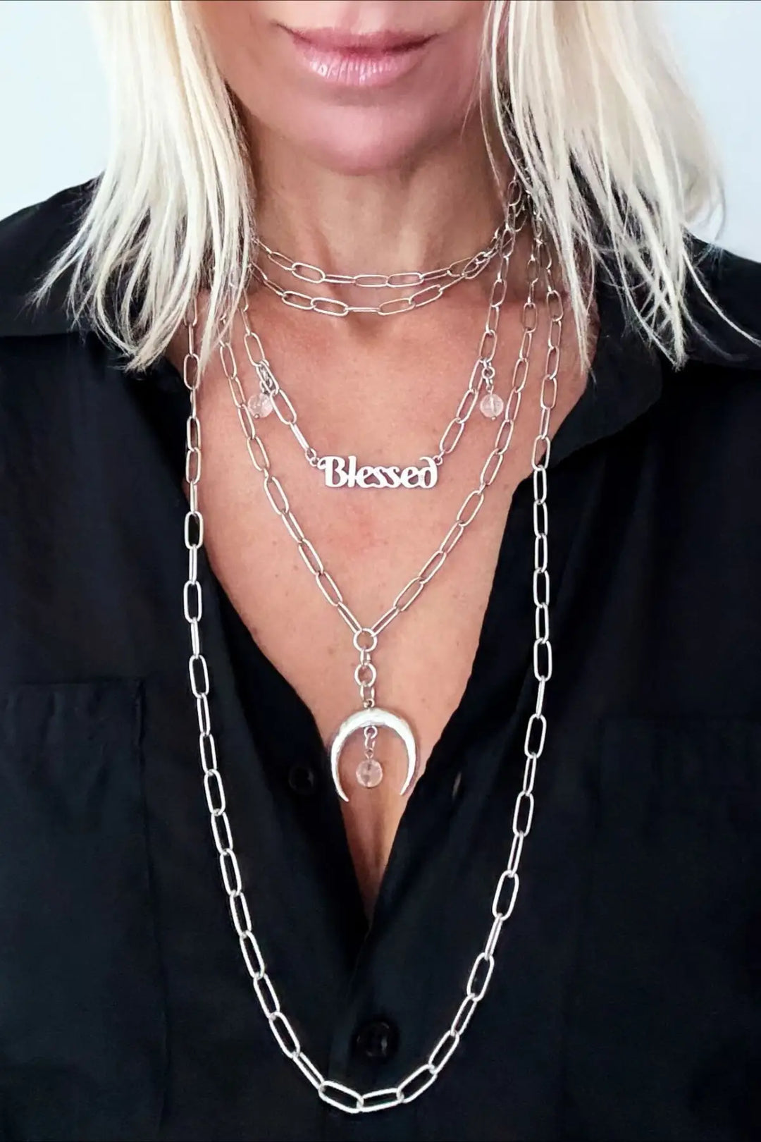Grateful Crescent Moon Klink Necklace - klink