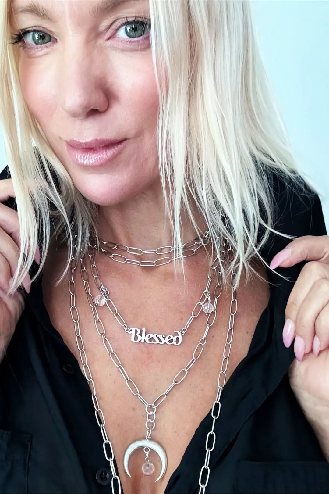Grateful Crescent Moon Klink Necklace - klink
