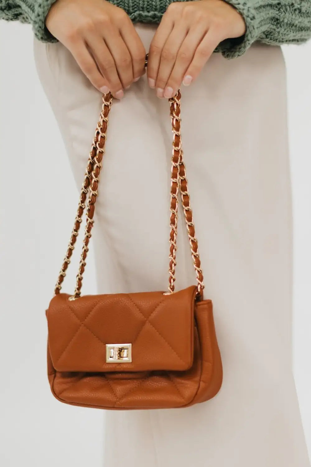 Queenie Quilted Crossbody Bag - Brown - Crossbody Bag
