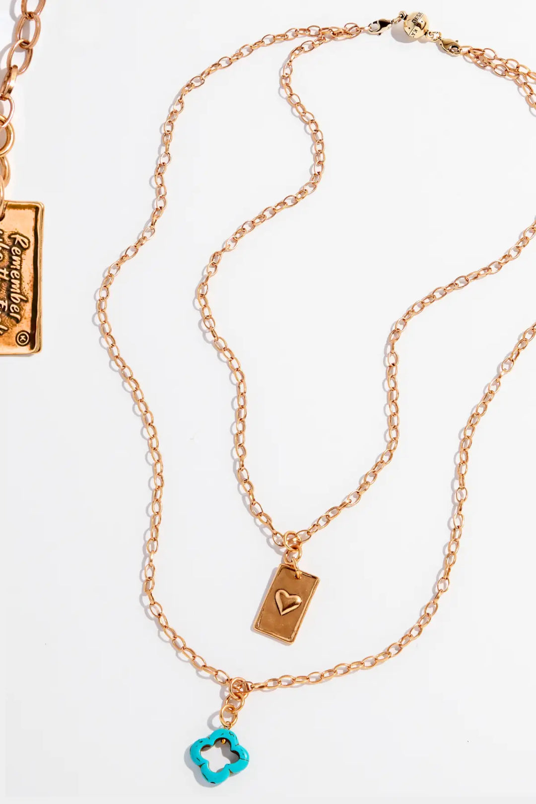 Remember Who the F*ck You Are Original Lite Necklace - Antique Gold / Howlite Clover - original lite