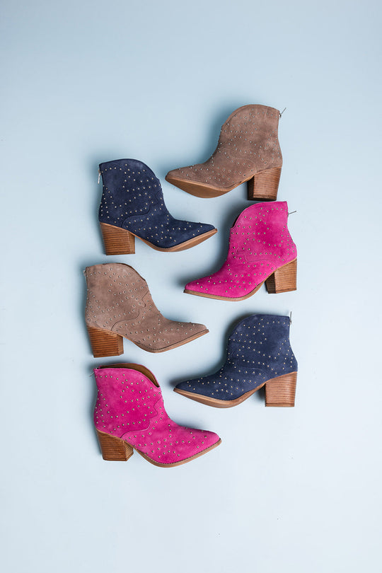Twilight Studded Heeled Ankle Boot in Magenta - MELISSA JEAN
