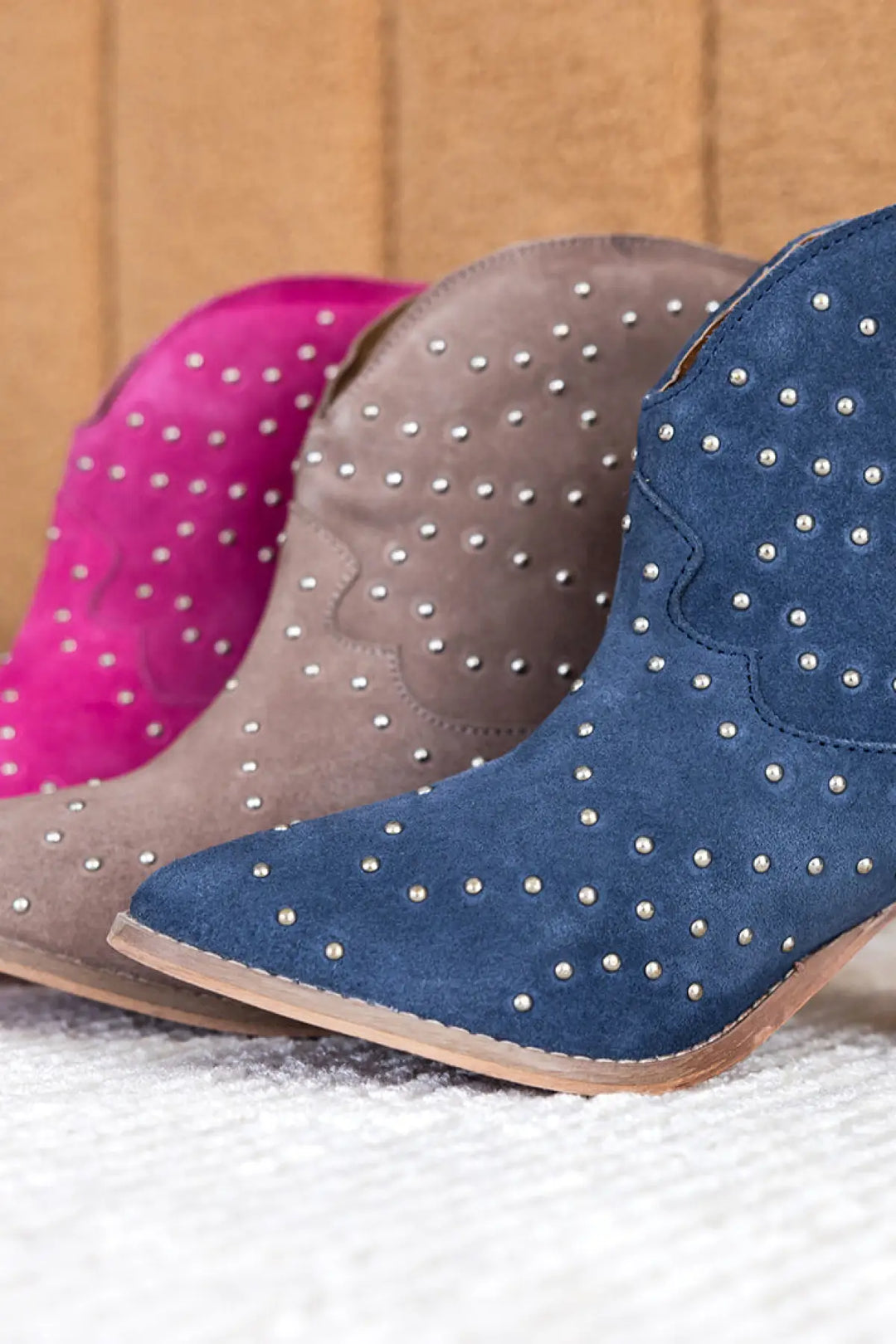 Twilight Studded Heeled Ankle Boot in Magenta - 100 Western Boots