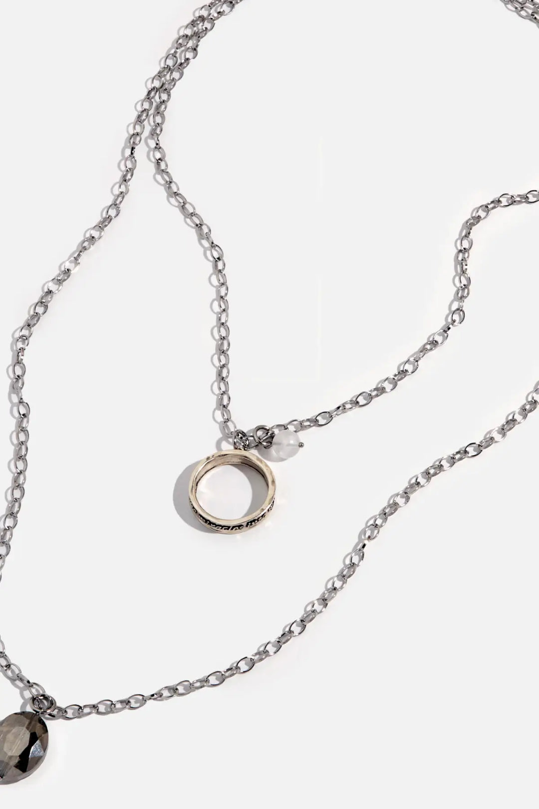 I Welcome Miracles Ring Original Necklace - Silver with Smoky Crystal - original