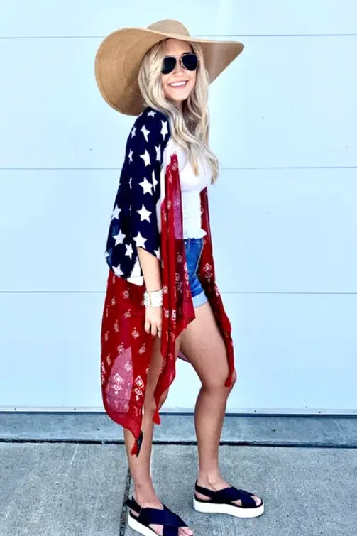 Stars and Stripes Kimono - Melissa Jean Boutique