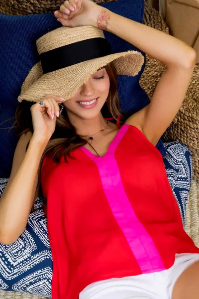 Sweet Cherry V-Neck Stripe Tank - Melissa Jean Boutique