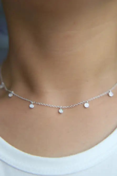 Samantha Silver CZ Choker Necklace - Melissa Jean Boutique
