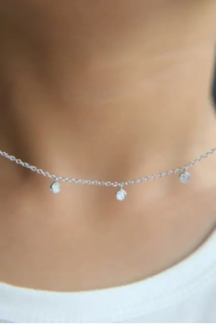Samantha Silver CZ Choker Necklace - Melissa Jean Boutique