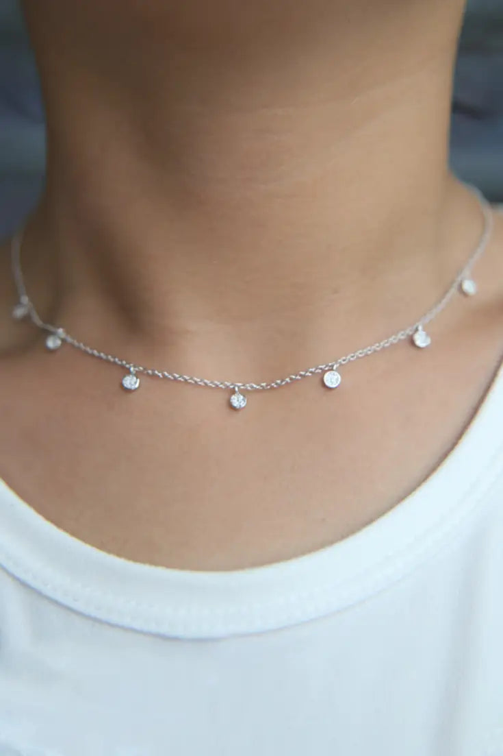 Samantha Silver CZ Choker Necklace - Melissa Jean Boutique