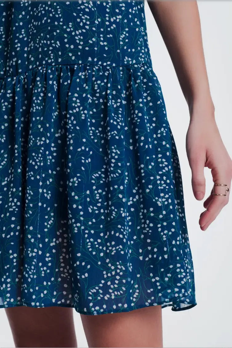 Ditsy Blue Smock Dress - Melissa Jean Boutique