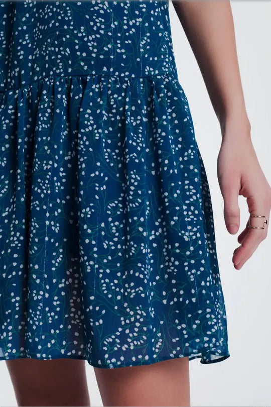 Ditsy Blue Smock Dress - Melissa Jean Boutique