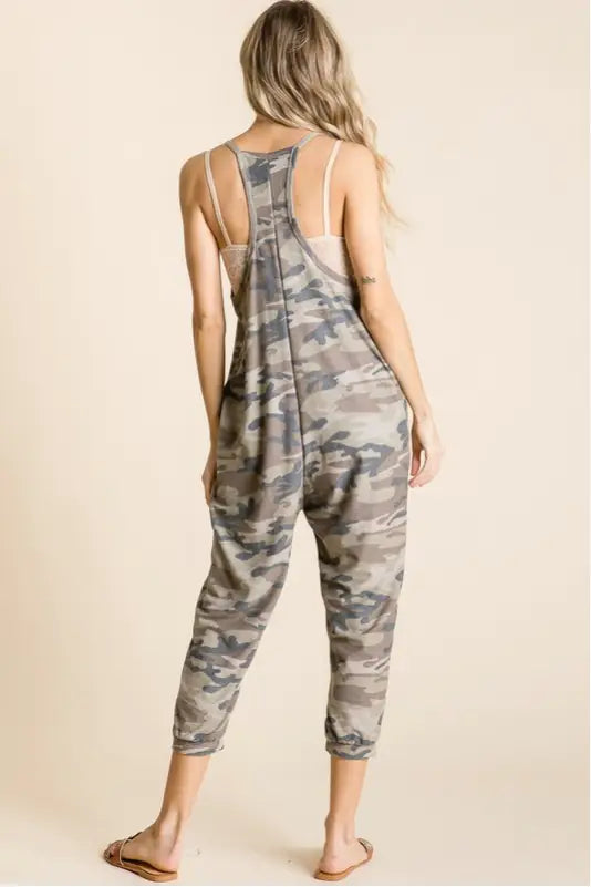 Camo Overall Jumpsuit with Pockets - Melissa Jean Boutique